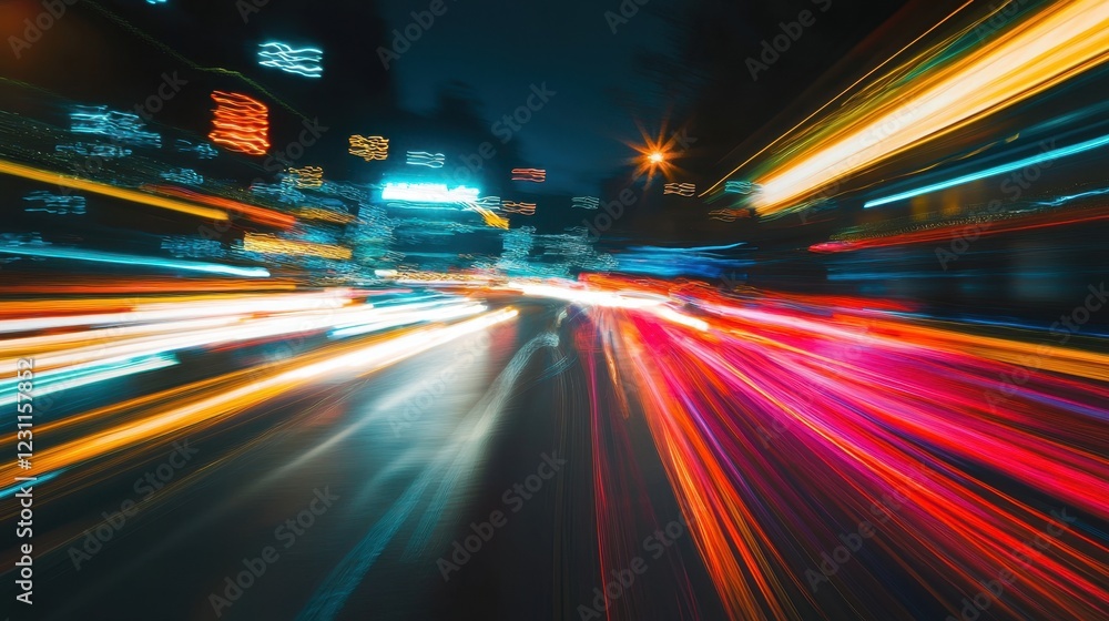 Abstract Motion Blurry Lights in Urban Night Cityscape Scene Abstract Motion Blurry Lights in Urban Night Cityscape Scene