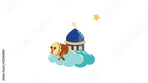 Wallpaper Mural Mosque and drum with clouds and shooting stars .Suitable for Islamic festival backgrounds Torontodigital.ca