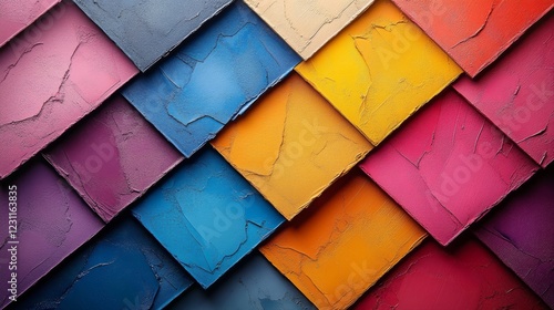 Vibrant Geometric Harmony: Abstract Composition Using Colorful Paint Swatches