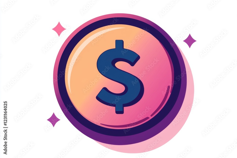 Vibrant dollar sign icon in pink and orange tones Vibrant dollar sign icon in pink and orange tones