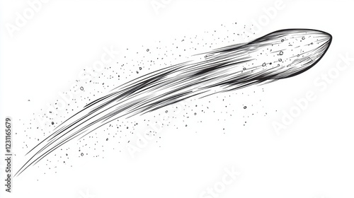 Wallpaper Mural Abstract Line Art of Meteor with Tail and Stars in Black and White Torontodigital.ca
