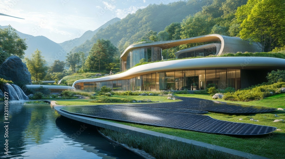 Modern Eco Villa with Solar Panels Mountain View Modern Eco Villa with Solar Panels Mountain View