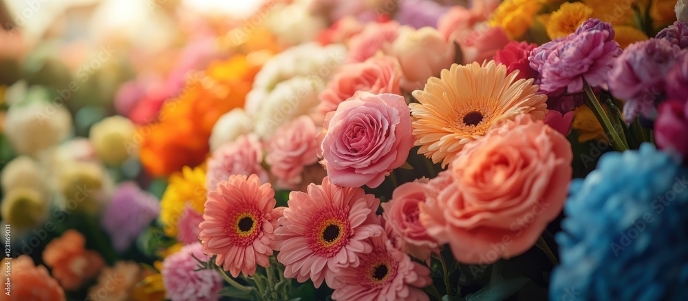 Naklejka premium Colorful floral arrangement with various flowers.