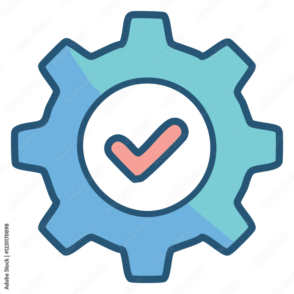 Cogwheel and Checkbox Icon – Settings and Task Completion Symbol vector design Cogwheel and Checkbox Icon – Settings and Task Completion Symbol vector design