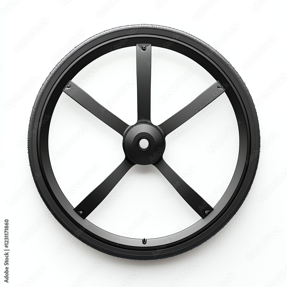 Black bicycle wheel on a white isolated background. Black bicycle wheel on a white isolated background.