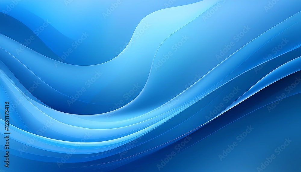 Obraz premium 青の波動 滑らかに広がるグラデーションの世界