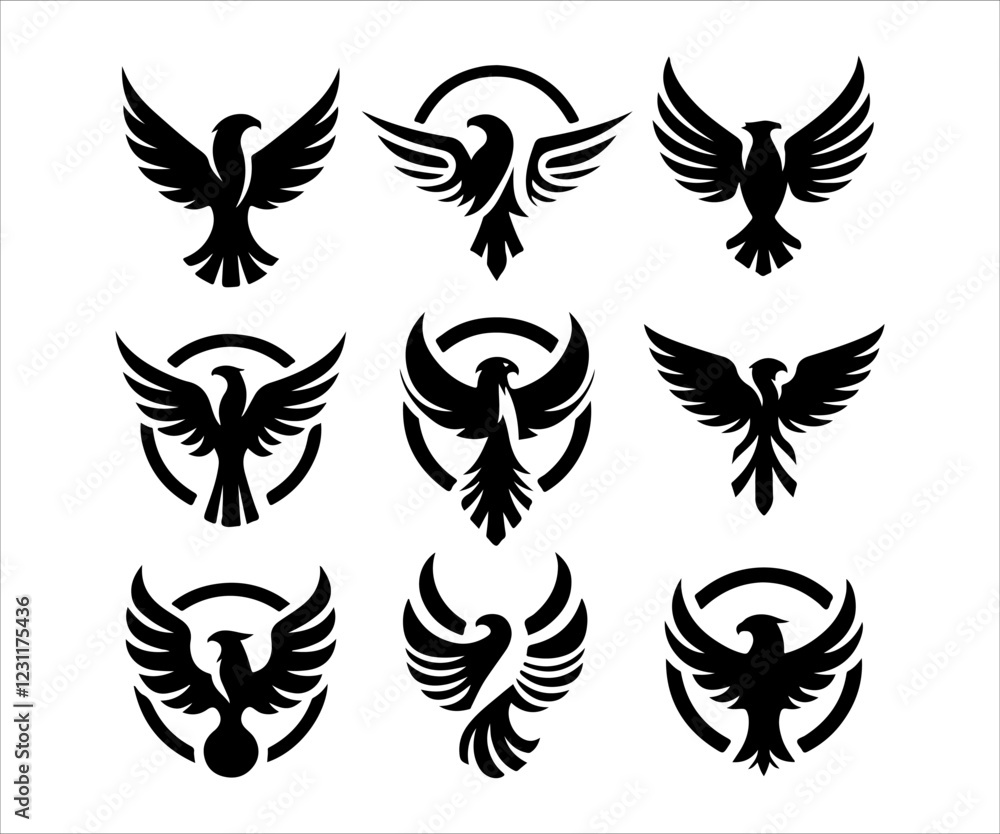 Obraz premium Eagle logo vector icon set. Eagle symbol collection. Eagle logo vector