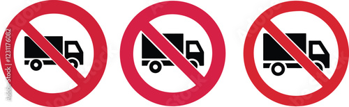 vector illustration no trucks are allowed in the truck prohibition zone.