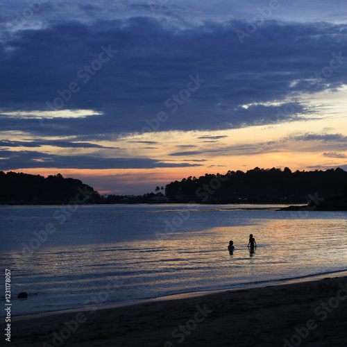 Sunset view from Klong Kloi beach, Koh Chang, Thailand. photo