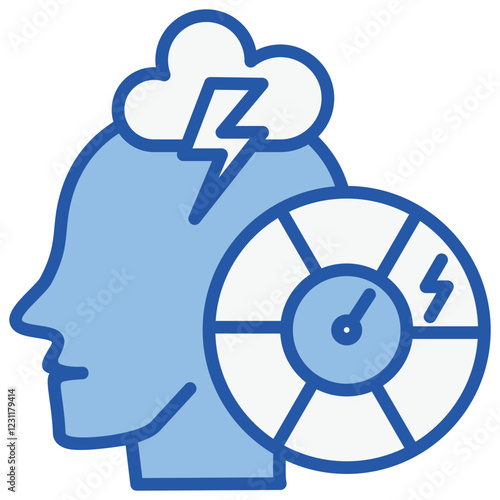Stress Level Blue White Icon