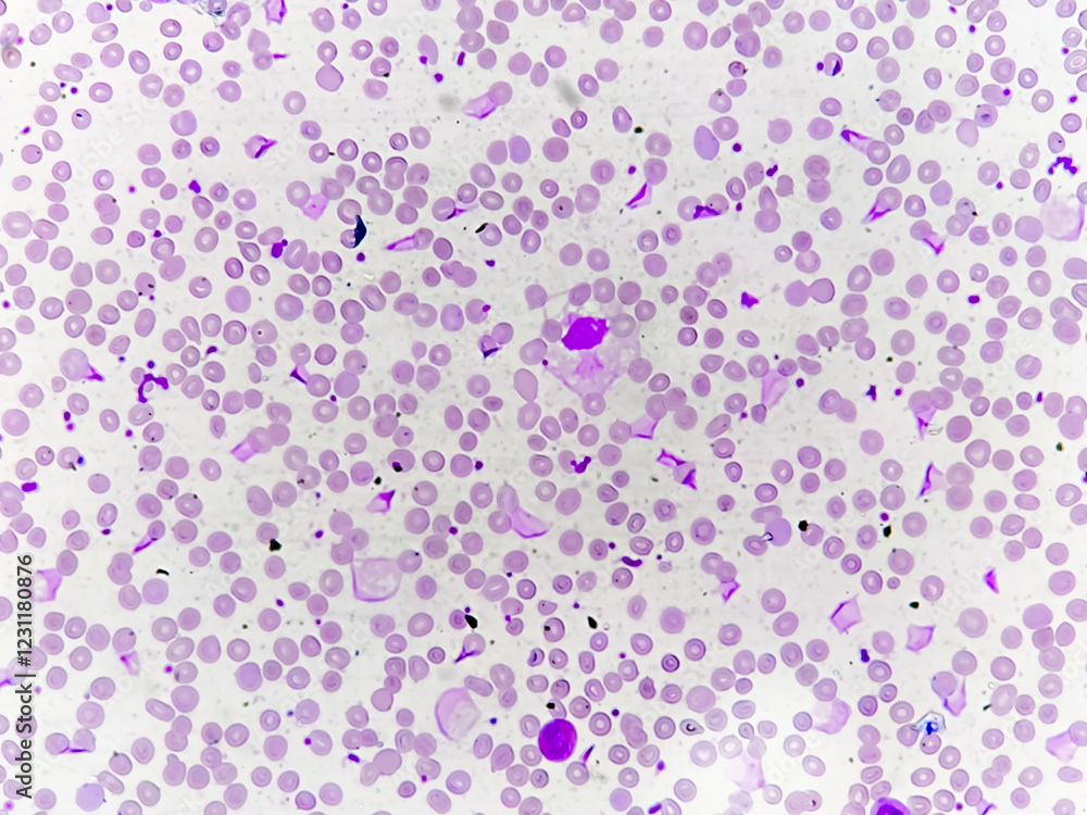 Peripheral blood smea, the red blood cells (RBCs) show anisocytosis, poikilocytosis, hypochromia and target cells may be due to the Iron deficiency anemia, Thalassemia or Liver disease. Peripheral blood smea, the red blood cells (RBCs) show anisocytosis, poikilocytosis, hypochromia and target cells may be due to the Iron deficiency anemia, Thalassemia or Liver disease.
