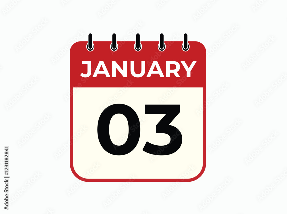 Monthly button january 3 calendar, tear-off calendar animation for january 3 banner Illustration isolated vector sign symbol
Monthly button january 3 calendar, tear-off calendar animation for january 3 banner Illustration isolated vector sign symbol