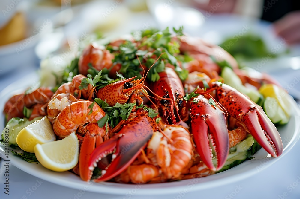 Delicious Cooked Lobster and Shrimp Platter Delicious Cooked Lobster and Shrimp Platter
