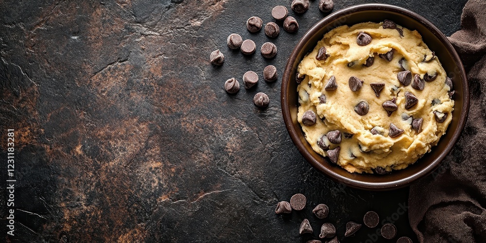 Mixing delicious chocolate chip cookie dough concept in a rustic kitchen food photography cozy environment close-up view Mixing delicious chocolate chip cookie dough concept in a rustic kitchen food photography cozy environment close-up view