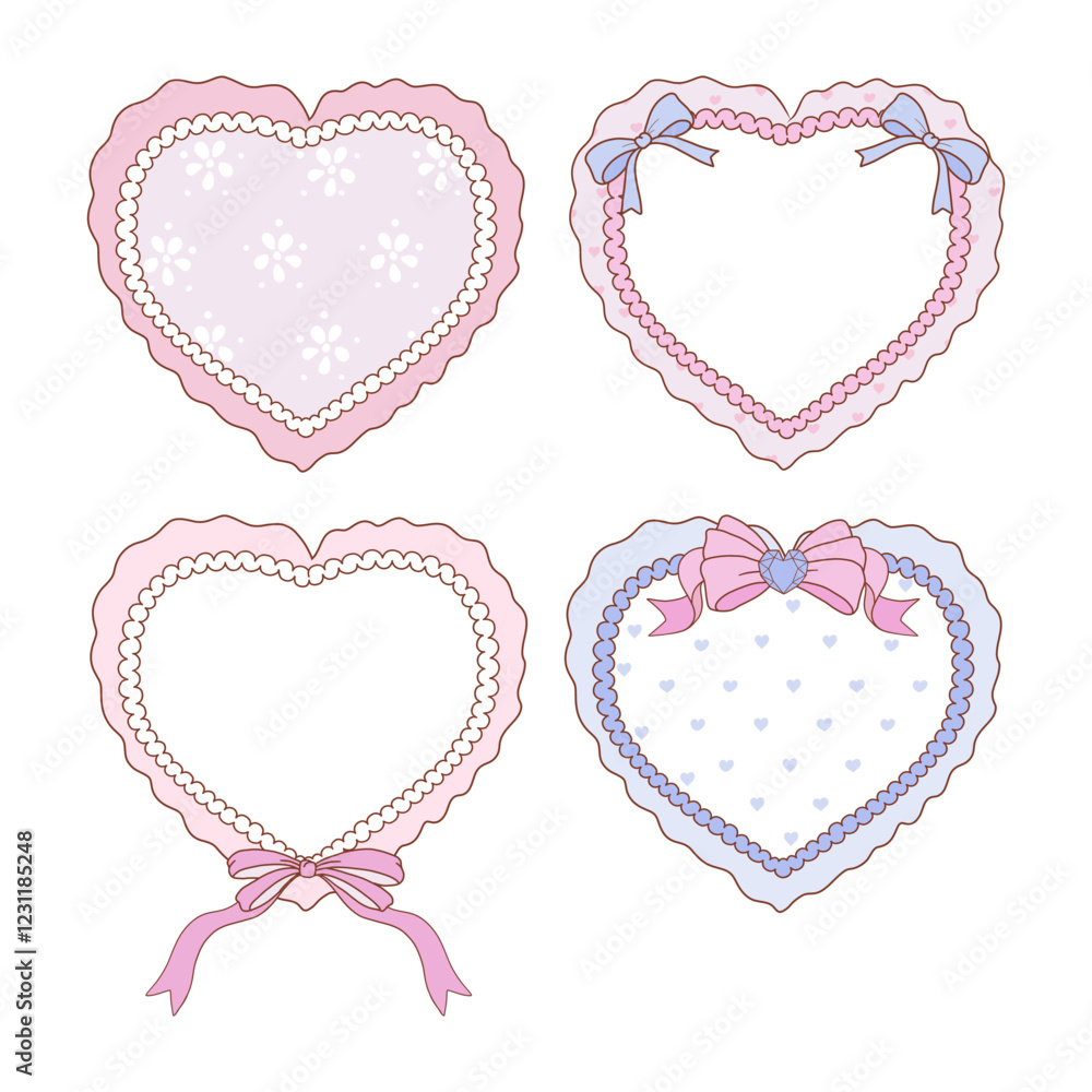 Valentine s day frames collection with hand drawn whimsical heart frames in coquette style graphic set light pink pastel color style vector 17 Valentine s day frames collection with hand drawn whimsical heart frames in coquette style graphic set light pink pastel color style vector 17