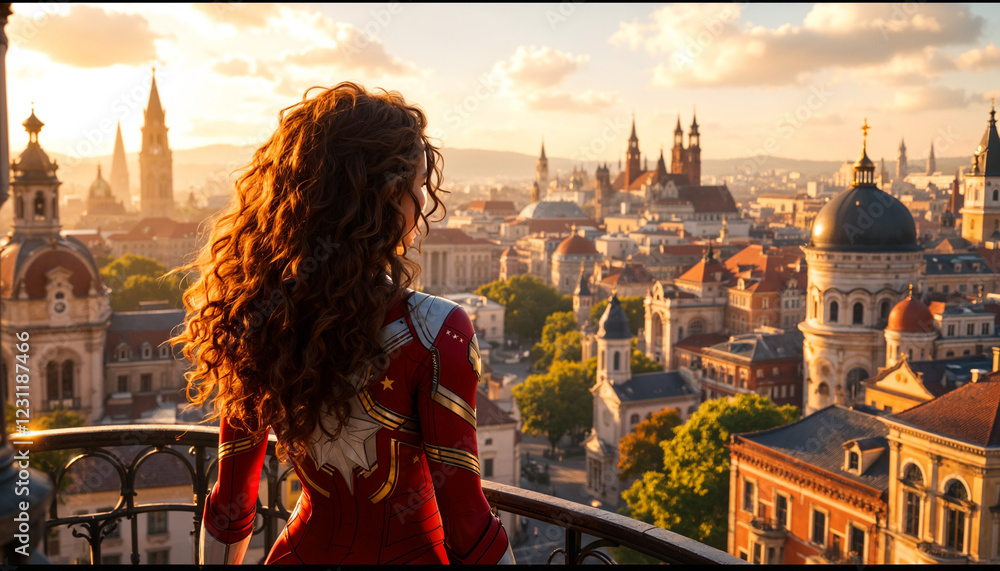 Obraz premium girl and view the city