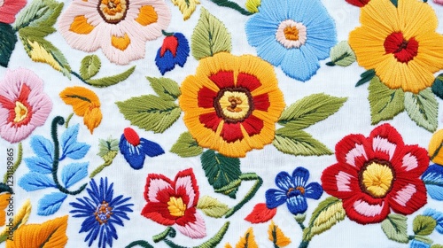 Wallpaper Mural Delicate Blooms Embroidered on White: Seamless Floral Pattern for Artistic Decor Torontodigital.ca