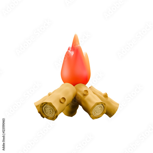 3d illustration of bonfire in camping moment