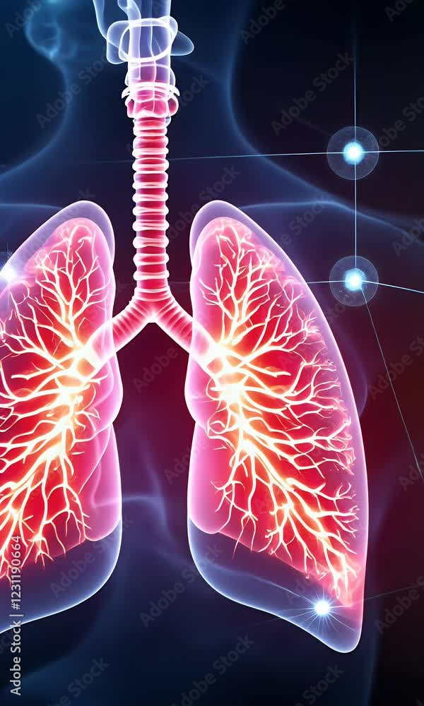 Human Lungs: Anatomy and Respiratory System, 3D Medical Illustration
