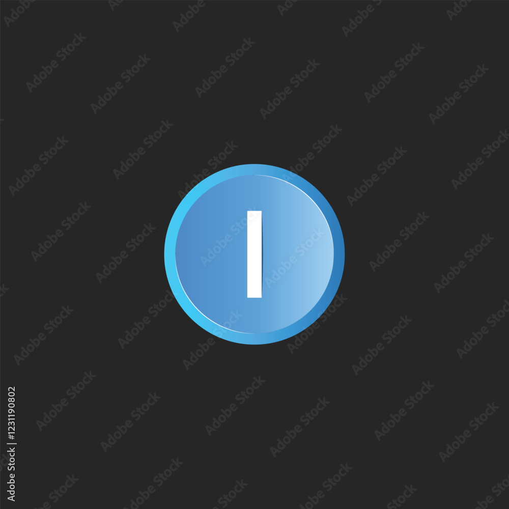 A blue cricle push button with I sign, isolated on white background A blue cricle push button with I sign, isolated on white background