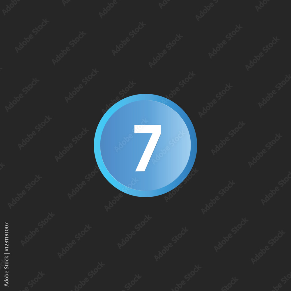 A blue cricle push button with number A blue cricle push button with number
