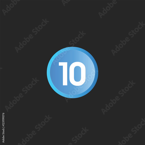 A blue cricle push button with number 