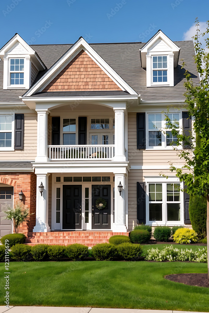 Luxury Suburban House Exterior: Modern Home Design and Landscaping Luxury Suburban House Exterior: Modern Home Design and Landscaping