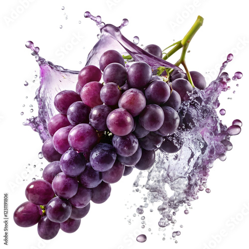 purple grape splashes isolated on transparent background