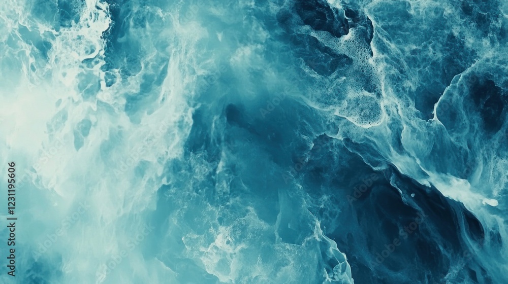 Abstract Water Texture, Blue and White Ocean Waves, Liquid Surface Background, Aerial View Abstract Water Texture, Blue and White Ocean Waves, Liquid Surface Background, Aerial View