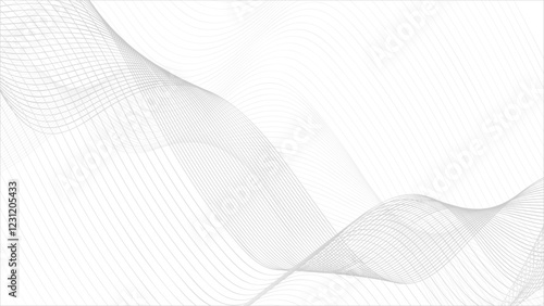 Wavy line horizontal divider outline minimalist background. Abstract black lines wave curve motion on white background. Vector Illustration.