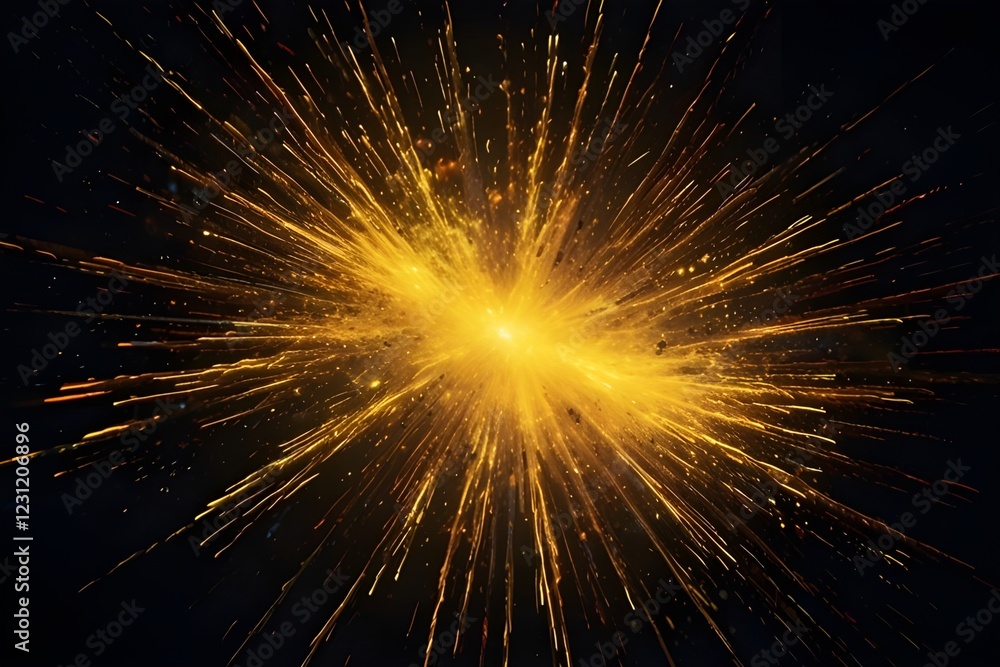 Obraz premium festive digital motion background with massive cloud of bright yellow sparks spinning in a whirlwind in a dark space Generative AI