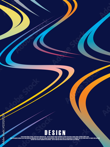 Abstract dynamic blue wave background. Multicolored gradient wave texture pattern design. Modern wavy lines texture. Luxurious and elegant style.