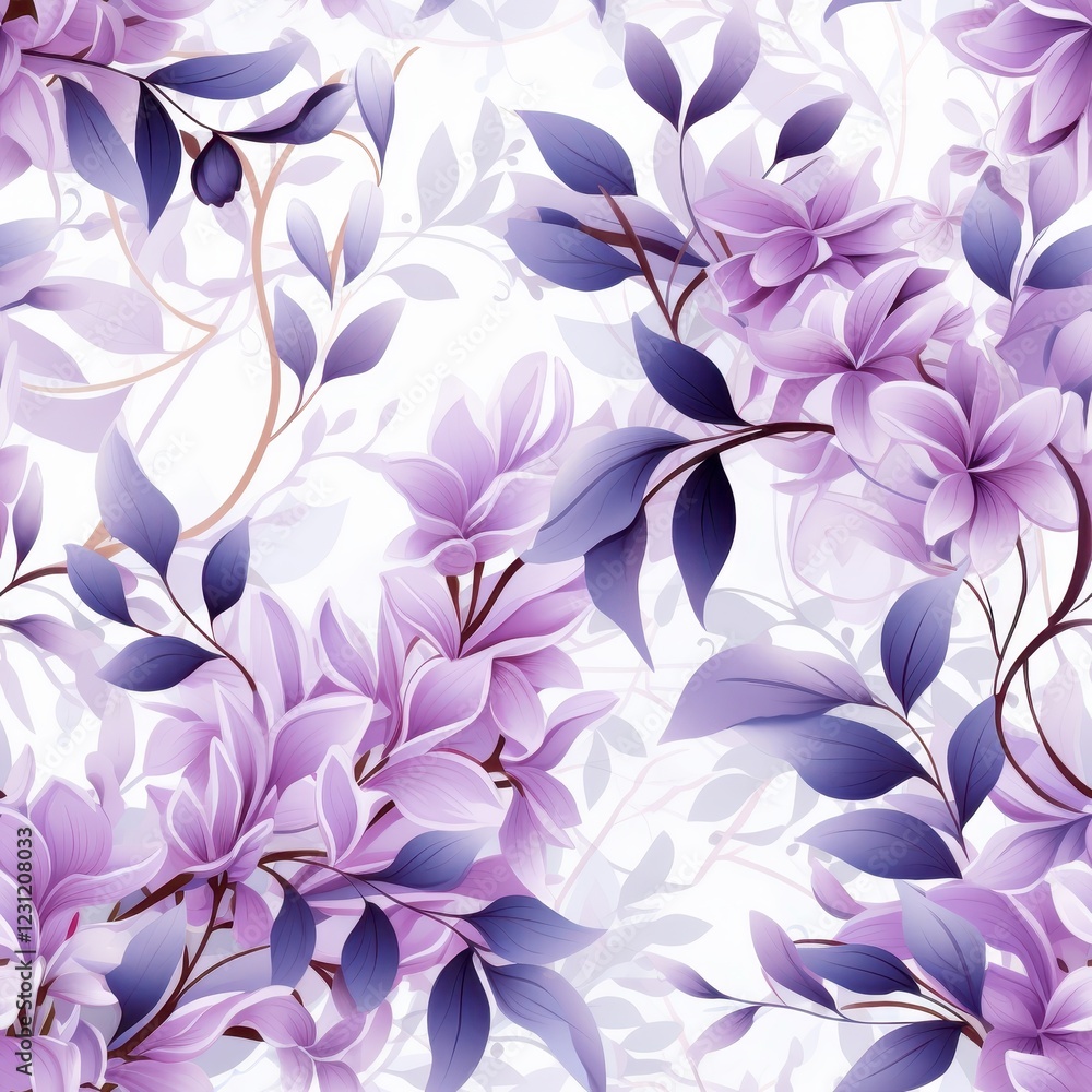 A seamless pattern featuring mini purple lilacs, seamless Pattern natural flow with a fresh and calming vibe colurfur A seamless pattern featuring mini purple lilacs, seamless Pattern natural flow with a fresh and calming vibe colurfur