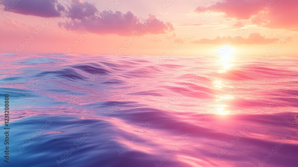 Obraz premium Serene Sunset Over the Ocean: A Pastel Dream