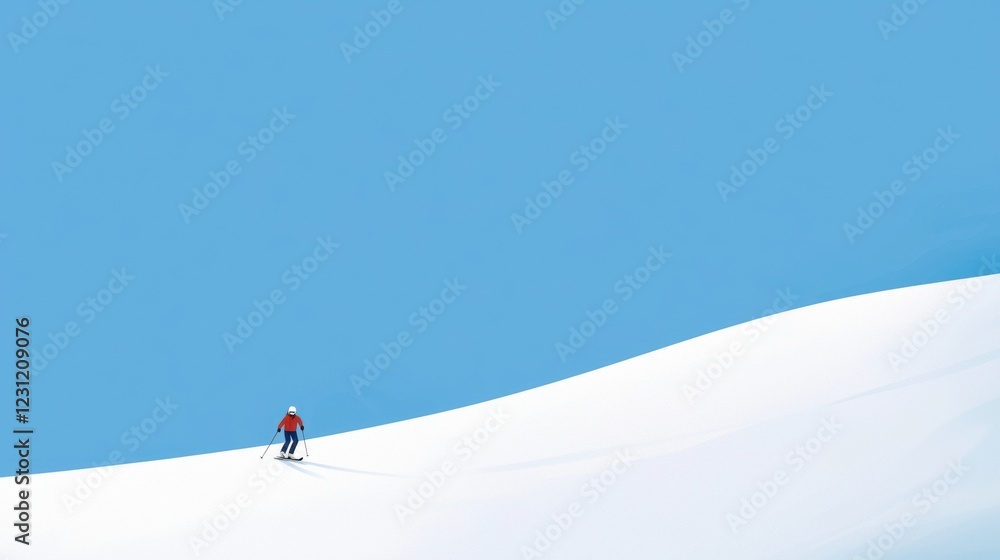 Skiing adventure on snowy slope mountain resort outdoor minimalist Skiing adventure on snowy slope mountain resort outdoor minimalist