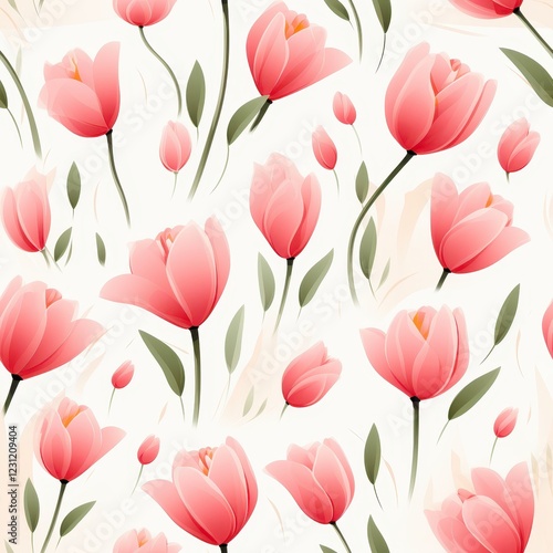 Wallpaper Mural A seamless pattern with mini pink tulips, seamless Pattern natural flow with a fresh and calming vibe colurfur  Torontodigital.ca