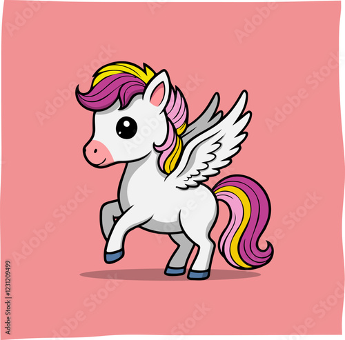 Cute Pegasus character illustration with rainbow colors, suitable for mascot or any content