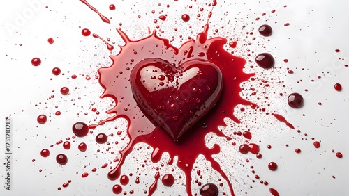 Dark Heart & Blood Splatter Symbolic Art of Pain & Sacrifice V2