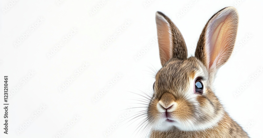 Obraz premium Rabbit Portrait Hyperrealism Close-Up Soft Lighting White Background