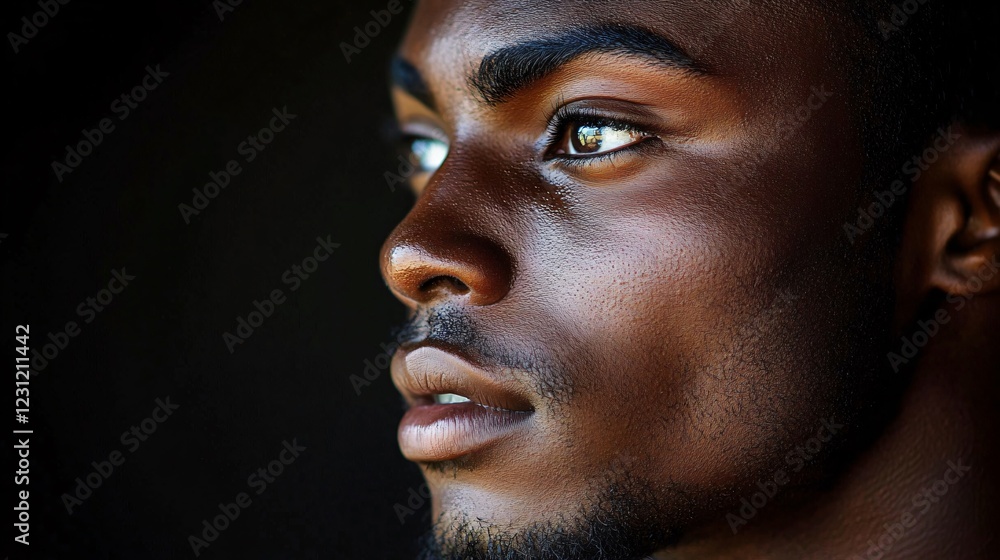 A captivating portrait of a young Black man in deep thought, ideal for promoting diversity, introspection, or wellness themes in campaigns or publications. A captivating portrait of a young Black man in deep thought, ideal for promoting diversity, introspection, or wellness themes in campaigns or publications.