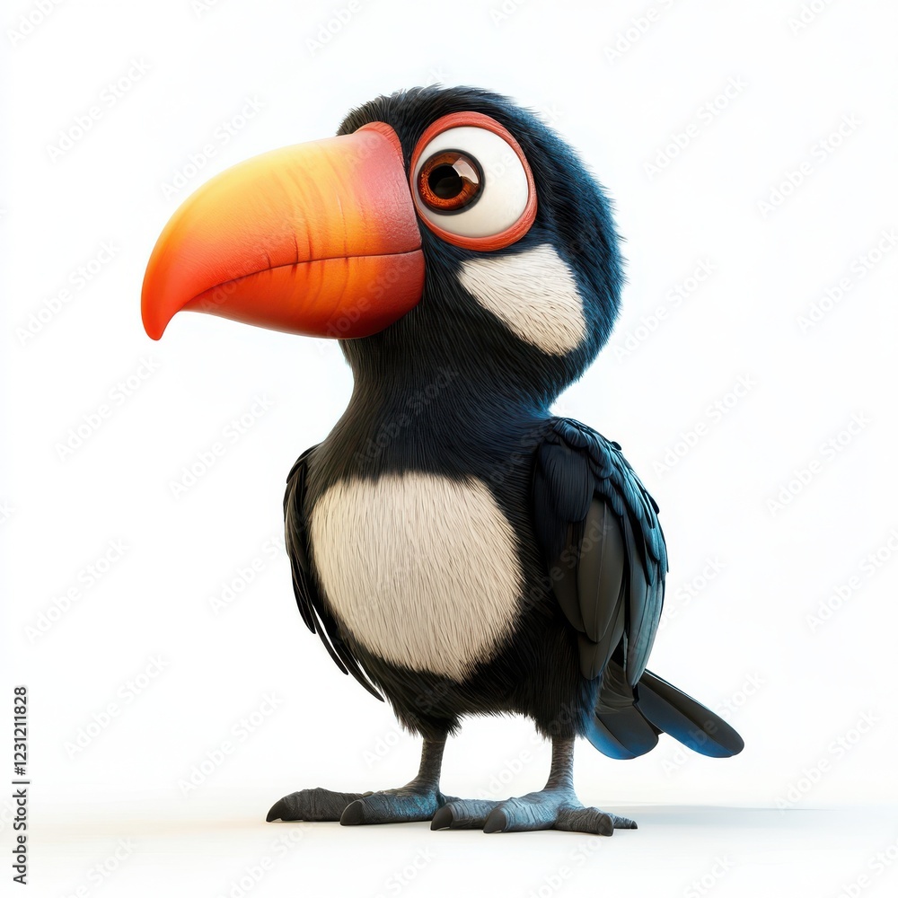 Naklejka premium 3D Toucan Isolated and White Background
