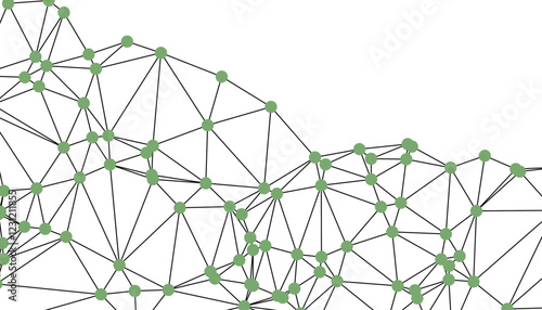 Abstract Black and White Polygonal Network Background with Connected Dots and Lines for Digital Applications