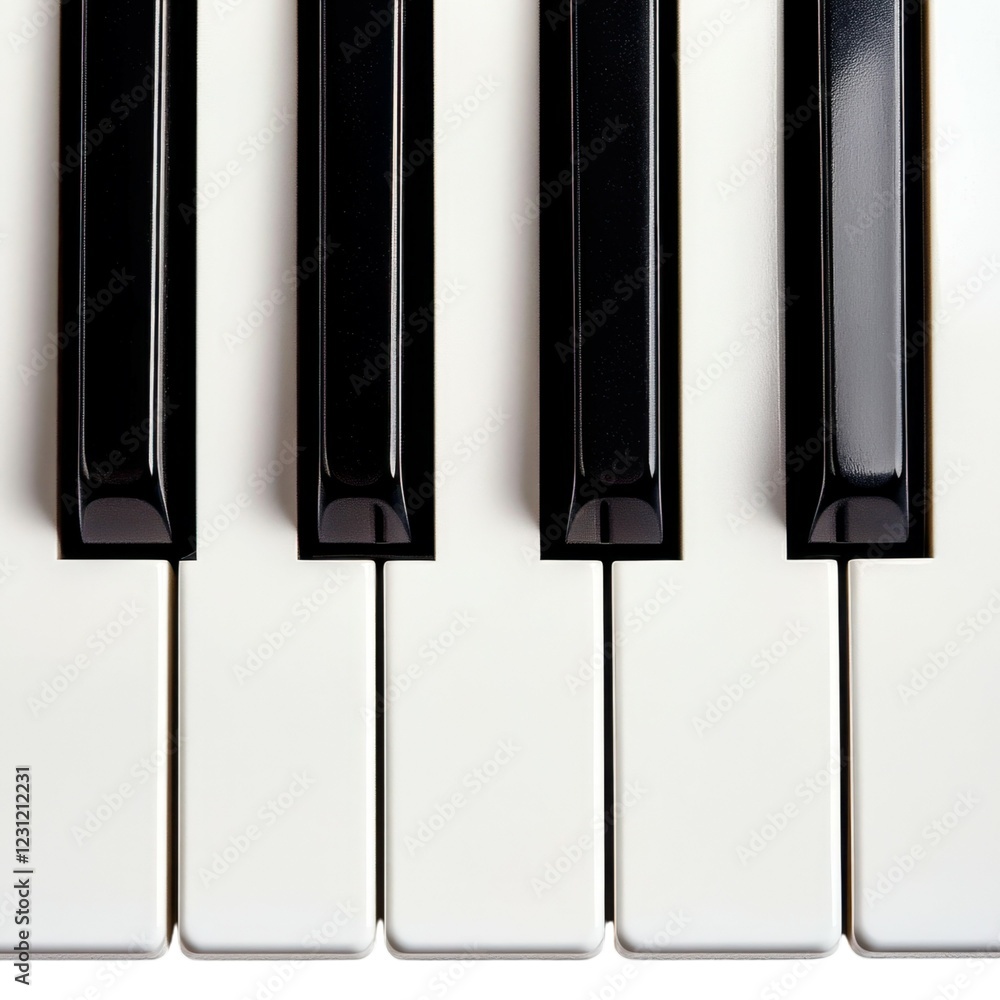 Naklejka premium Close-up of Piano Keys Highlighting Black and White Contrasts