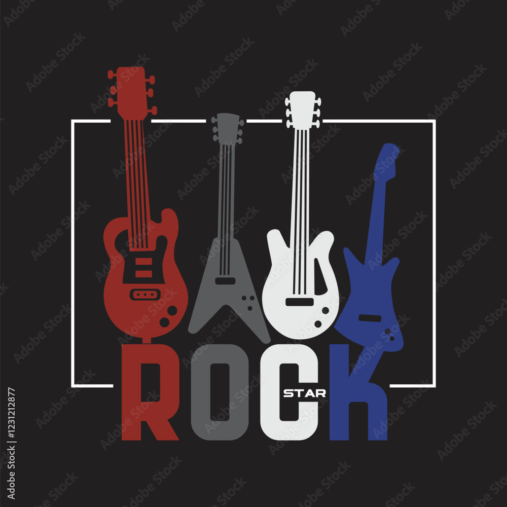Naklejka premium rock star music design typography vector illustration