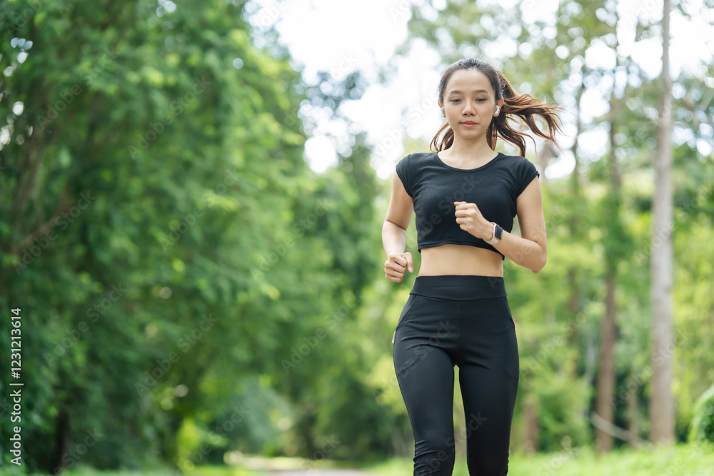 A woman in sportswear running in the park, enjoying fresh air, engaging in outdoor activities to maintain a healthy lifestyle, boosting cardiovascular health, and feeling happy and energetic A woman in sportswear running in the park, enjoying fresh air, engaging in outdoor activities to maintain a healthy lifestyle, boosting cardiovascular health, and feeling happy and energetic