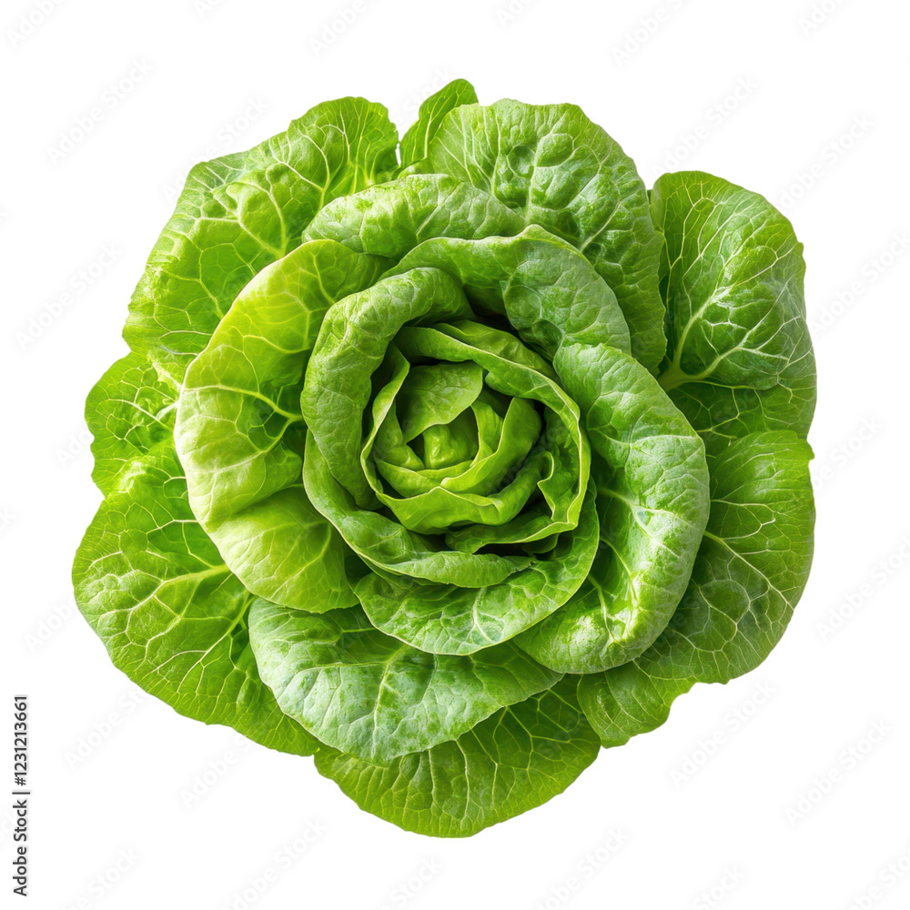 Fototapeta premium Fresh Green Lettuce Head with Crisp and Vibrant Leaves