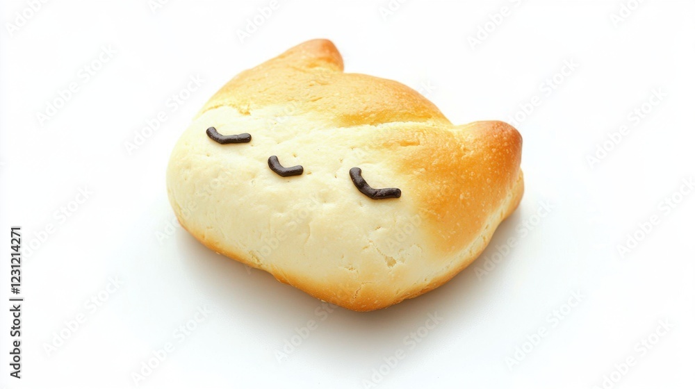 Realistic Shiba Inu-shaped bread on a white background Realistic Shiba Inu-shaped bread on a white background
