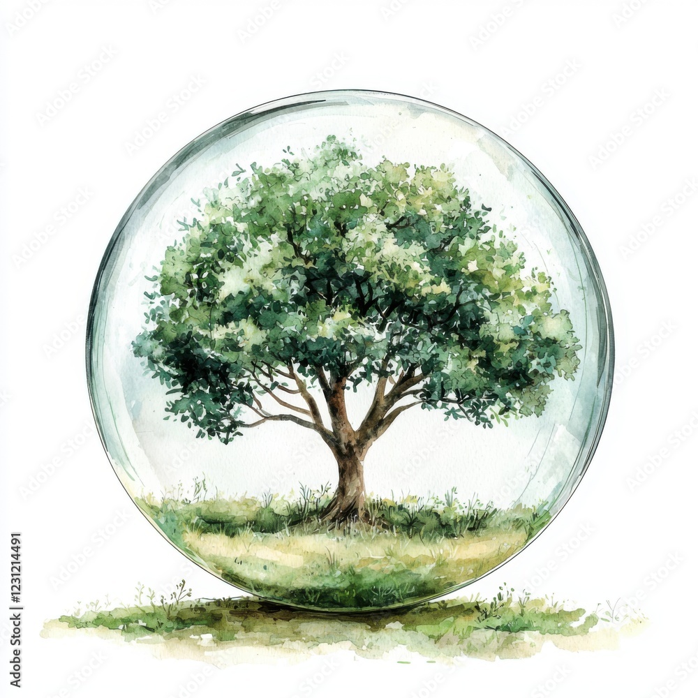 Protecting nature a tree encased in glass outdoors digital art tranquil environment close-up view conservation concept Protecting nature a tree encased in glass outdoors digital art tranquil environment close-up view conservation concept