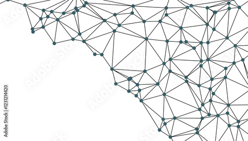 Abstract Black and White Polygonal Network Background with Connected Dots and Lines for Digital Applications