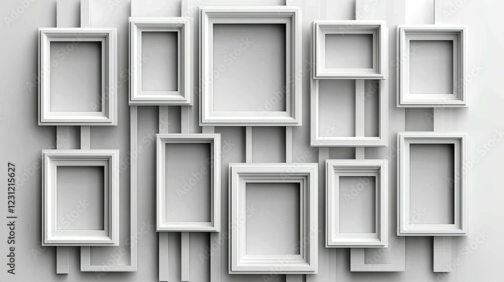Modern White Frames on a Wall: Minimalist Home Decor and Gallery Design Modern White Frames on a Wall: Minimalist Home Decor and Gallery Design